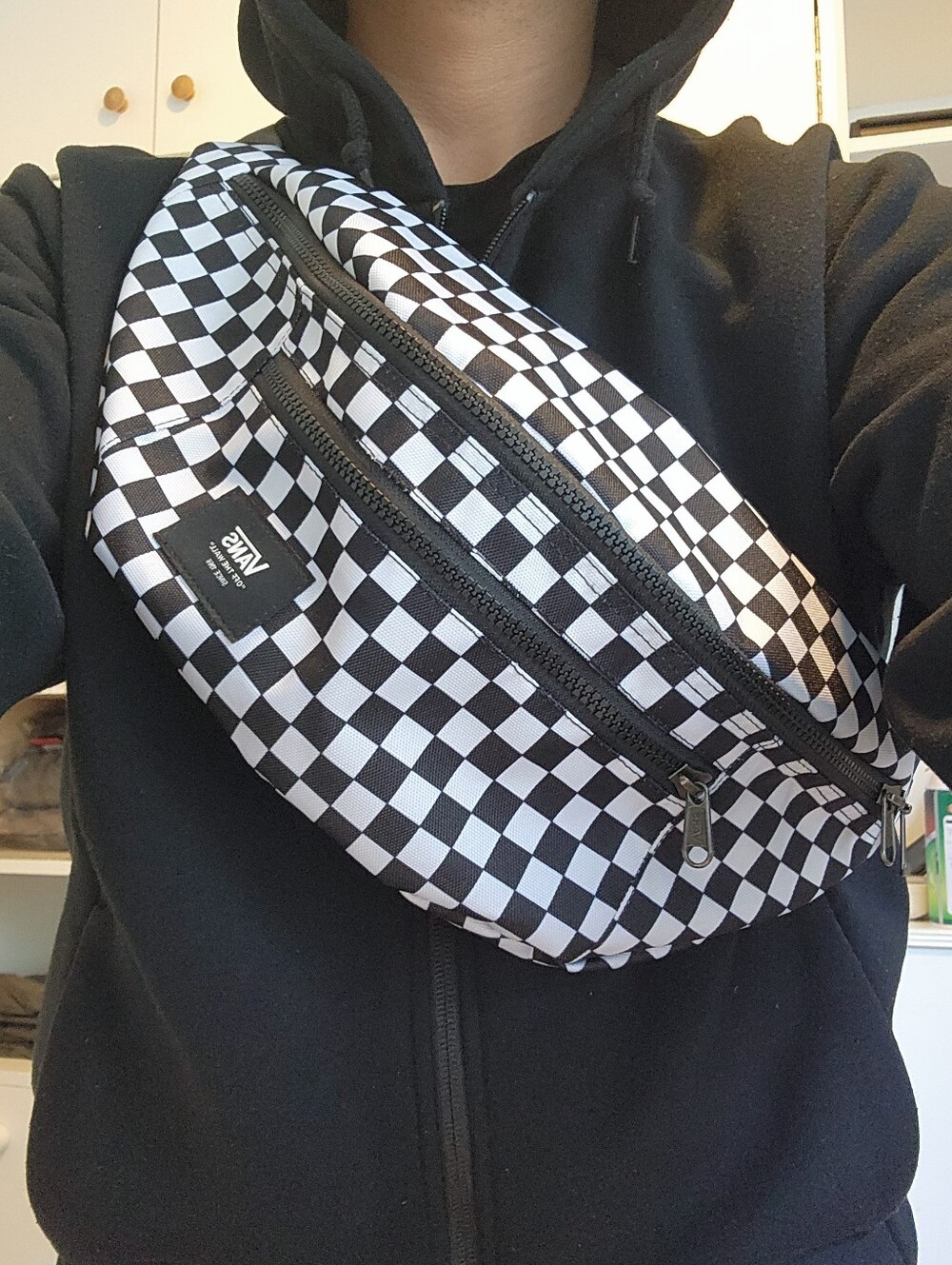 Vans Black & White Checkerboard Crossbody Belt Bag